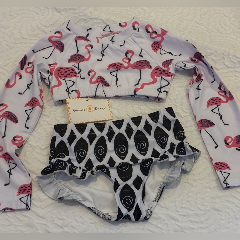 Kids Flamingo Swim Set - Pink and Black